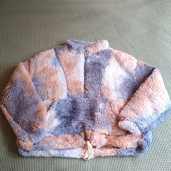 Plush Sherpa Tie dye Half Zip pullover Teddy sweater - Picture 4 of 8